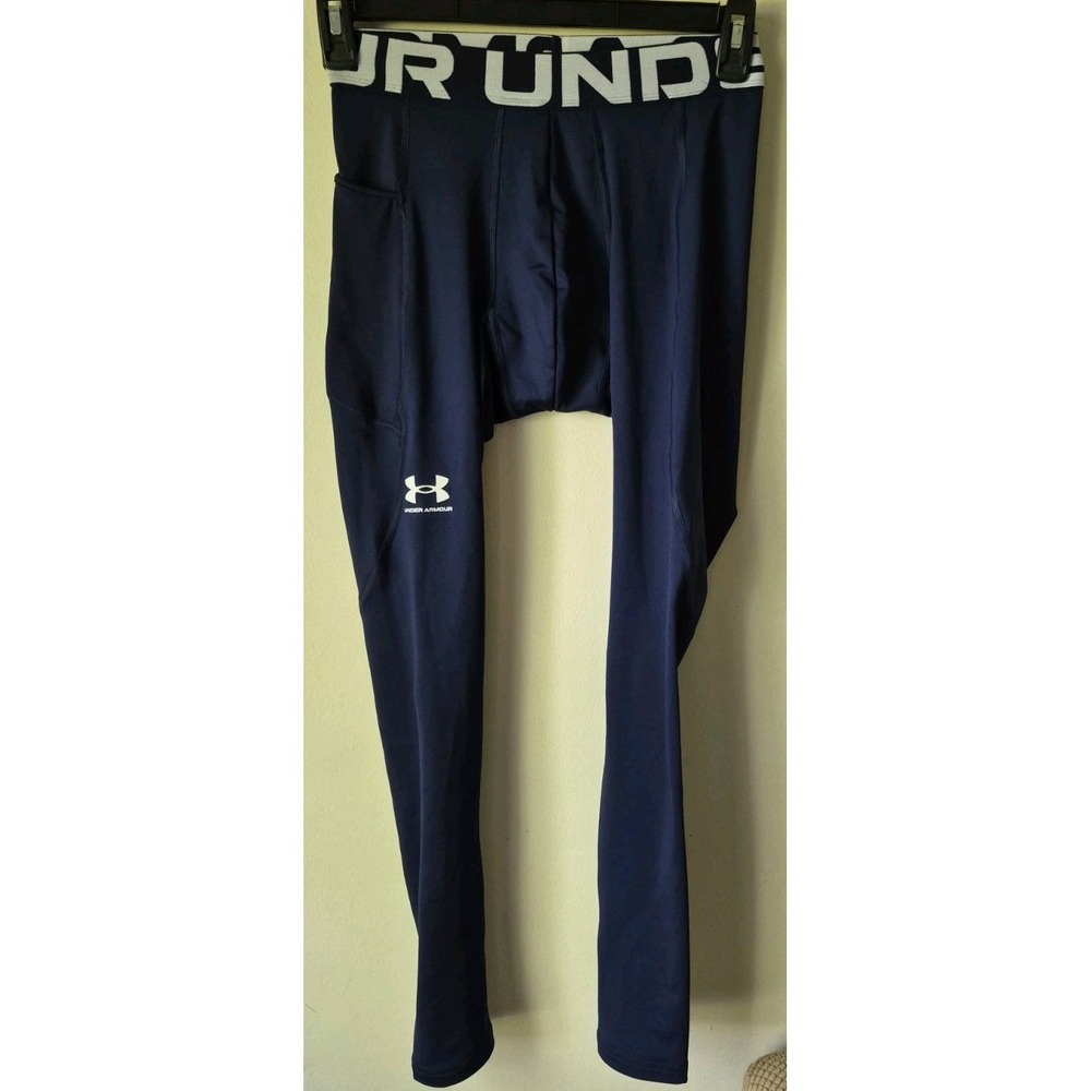 Under Armour ColdGear Men's Compression Leggings w/ Pockets Blue Size M See Pics